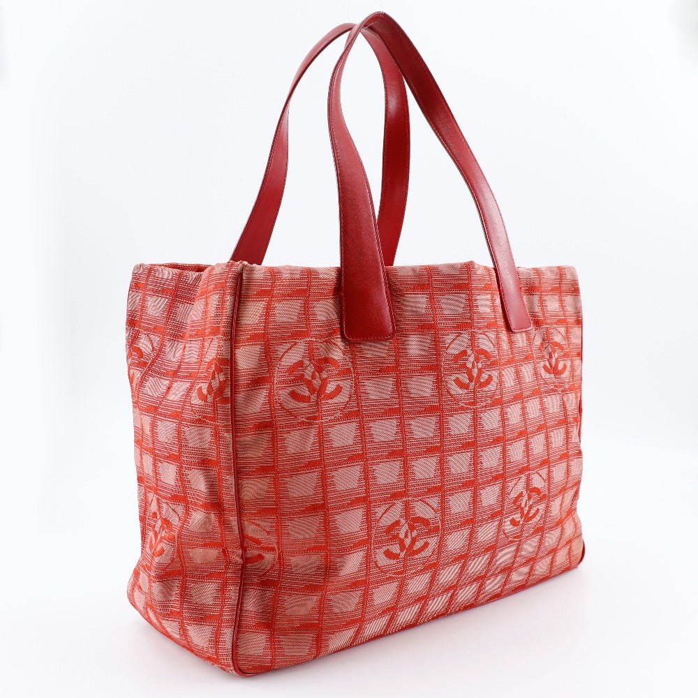 CHANEL Tote Bag Nylon canvas Red New travel line Tote MM