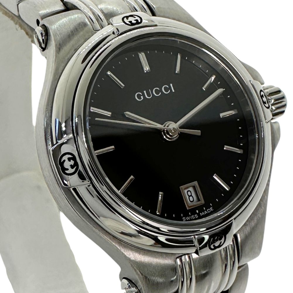 GUCCI Watches Quartz 9040L Stainless Steel Silver black dial Women Used