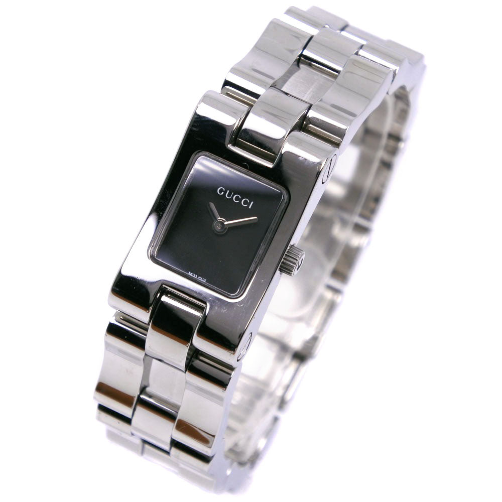 GUCCI Watches Quartz 2305L Stainless Steel Silver black dial Women Used
