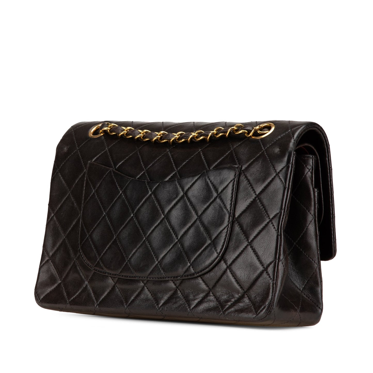 Black Chanel Medium Classic Lambskin Double Flap Shoulder Bag