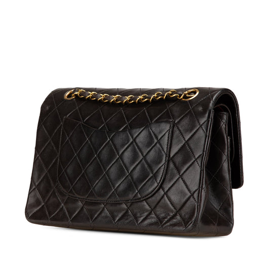 Black Chanel Medium Classic Lambskin Double Flap Shoulder Bag
