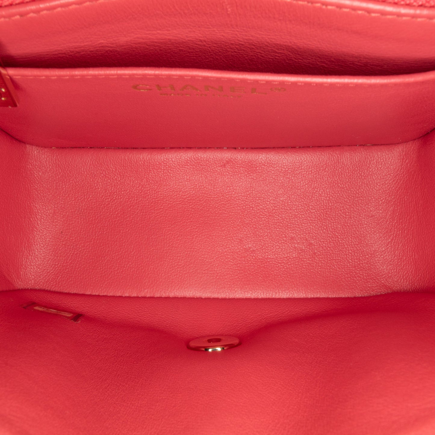 Red Chanel Mini Square Classic Chevron Lambskin Single Flap Crossbody Bag
