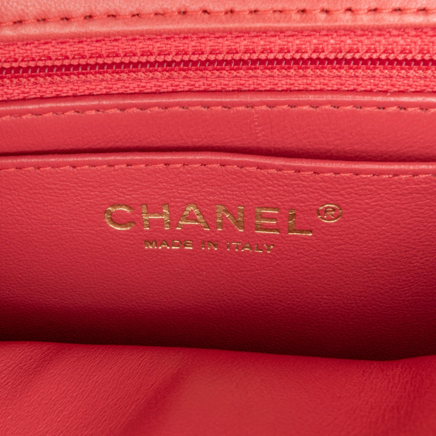 Red Chanel Mini Square Classic Chevron Lambskin Single Flap Crossbody Bag