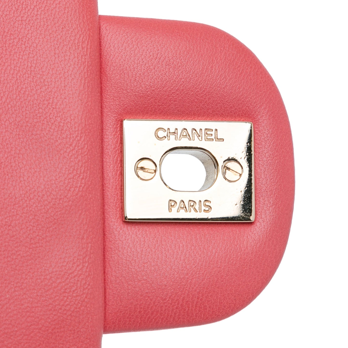 Red Chanel Mini Square Classic Chevron Lambskin Single Flap Crossbody Bag