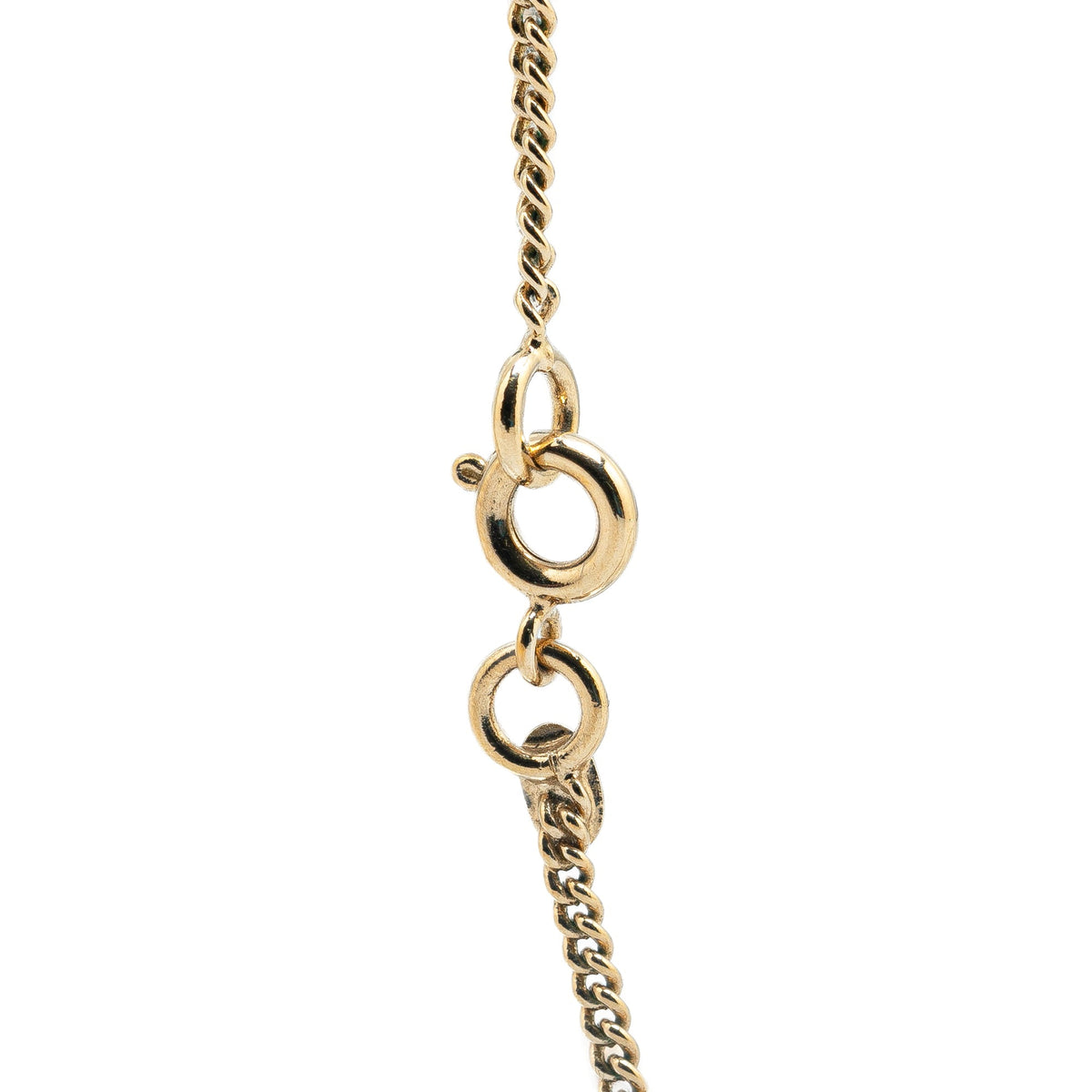 Gold Chanel Gold Plated Resin Crystal Pendant Necklace