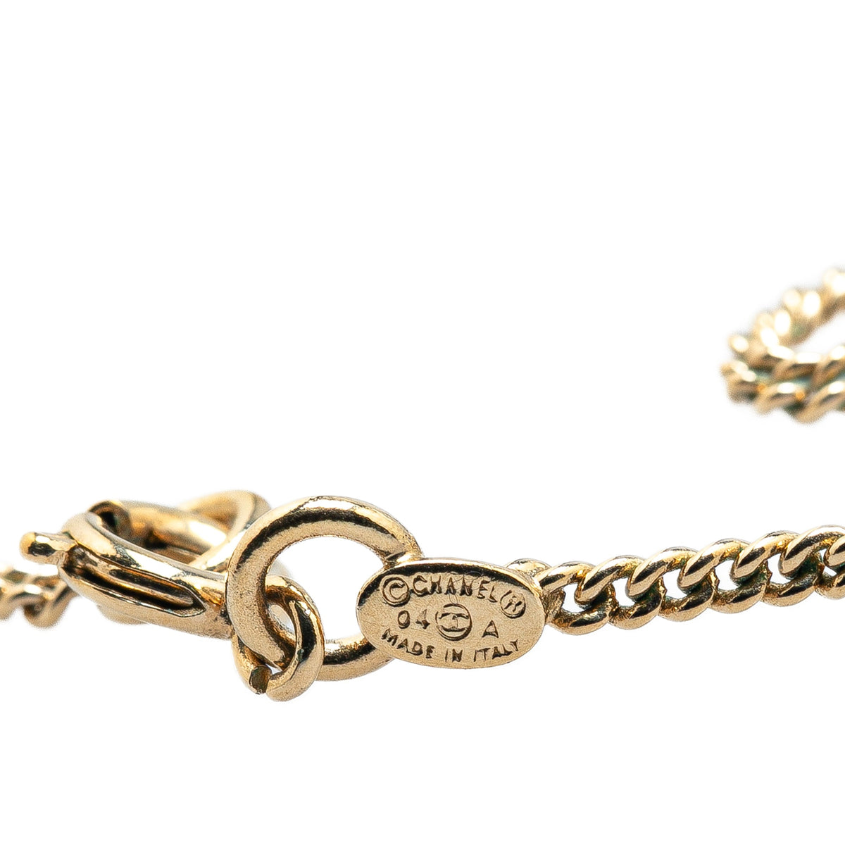 Gold Chanel Gold Plated Resin Crystal Pendant Necklace