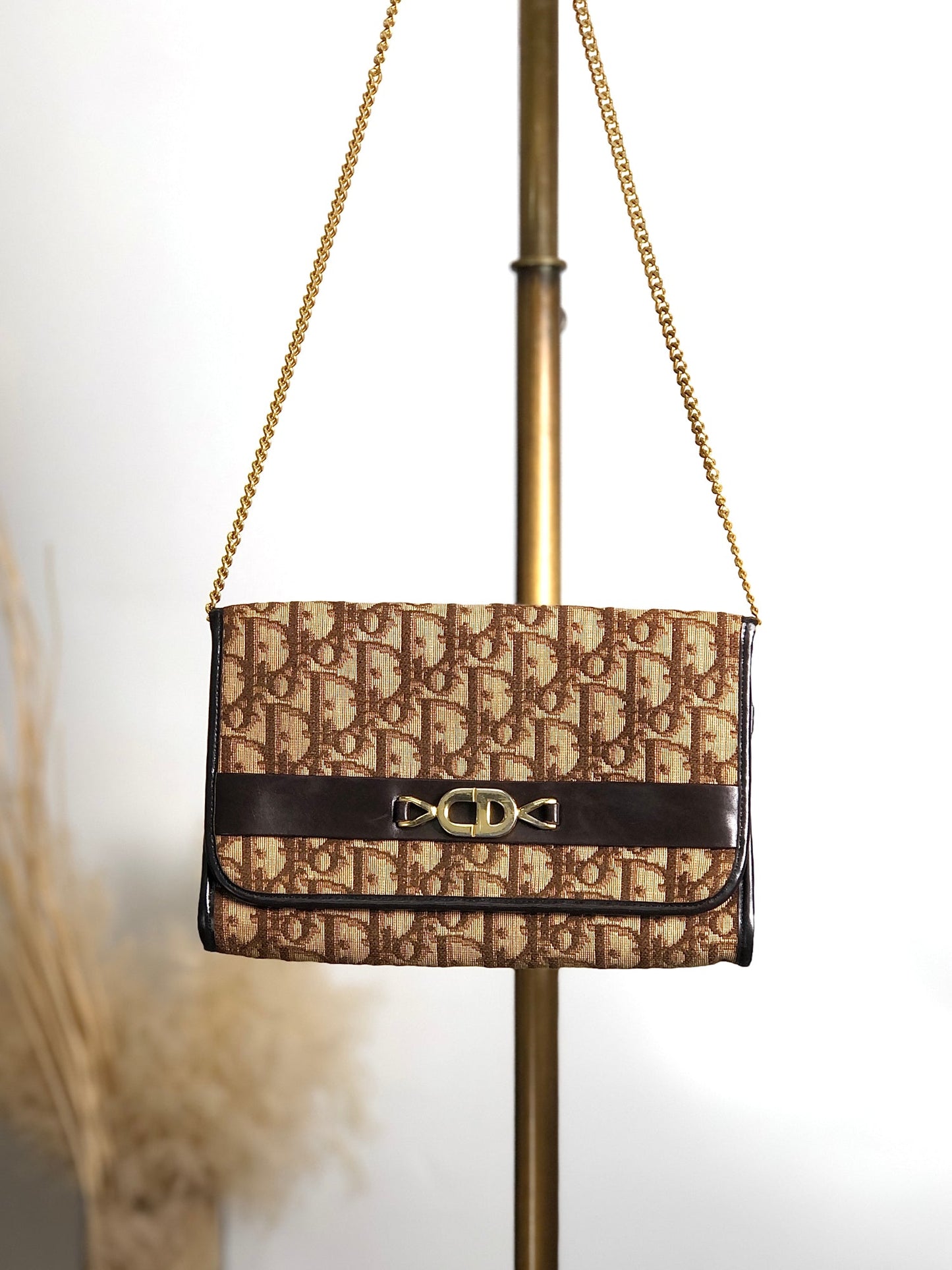 Christian Dior Trotter Chain Shoulder bag Brown Vintage mdfdd4