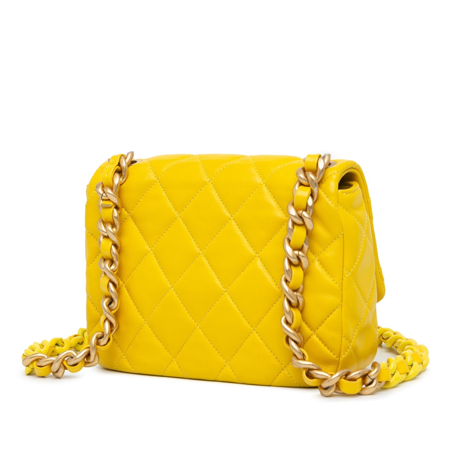 Yellow Chanel Small Quilted Lambskin Candy Chain Flap Crossbody Bag