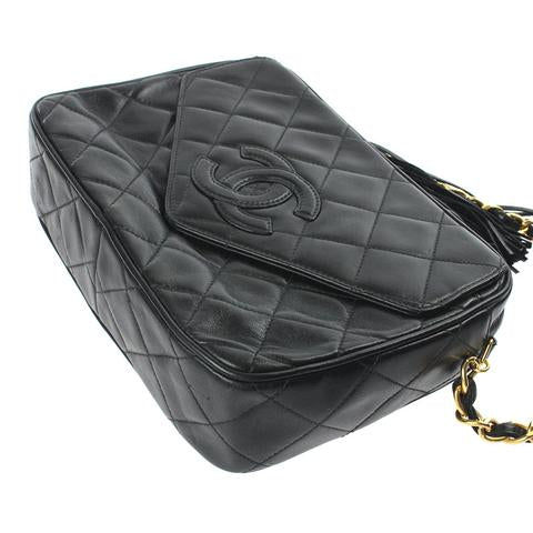 CC Classic Tassle Lambskin Camera Bag Black GHW