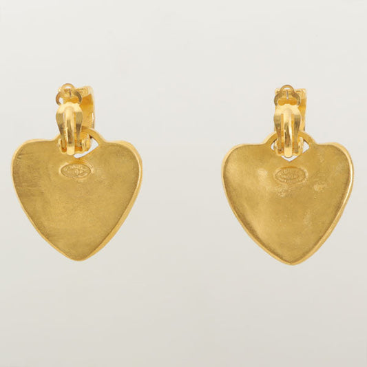 Chanel 1995 Made Heart Cc Mark Swing Earrings