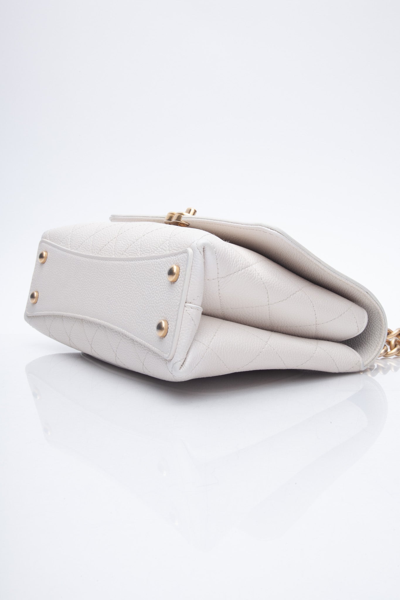 Chanel White Grained Calfskin Small Stitched Flap Crossbody Bag
