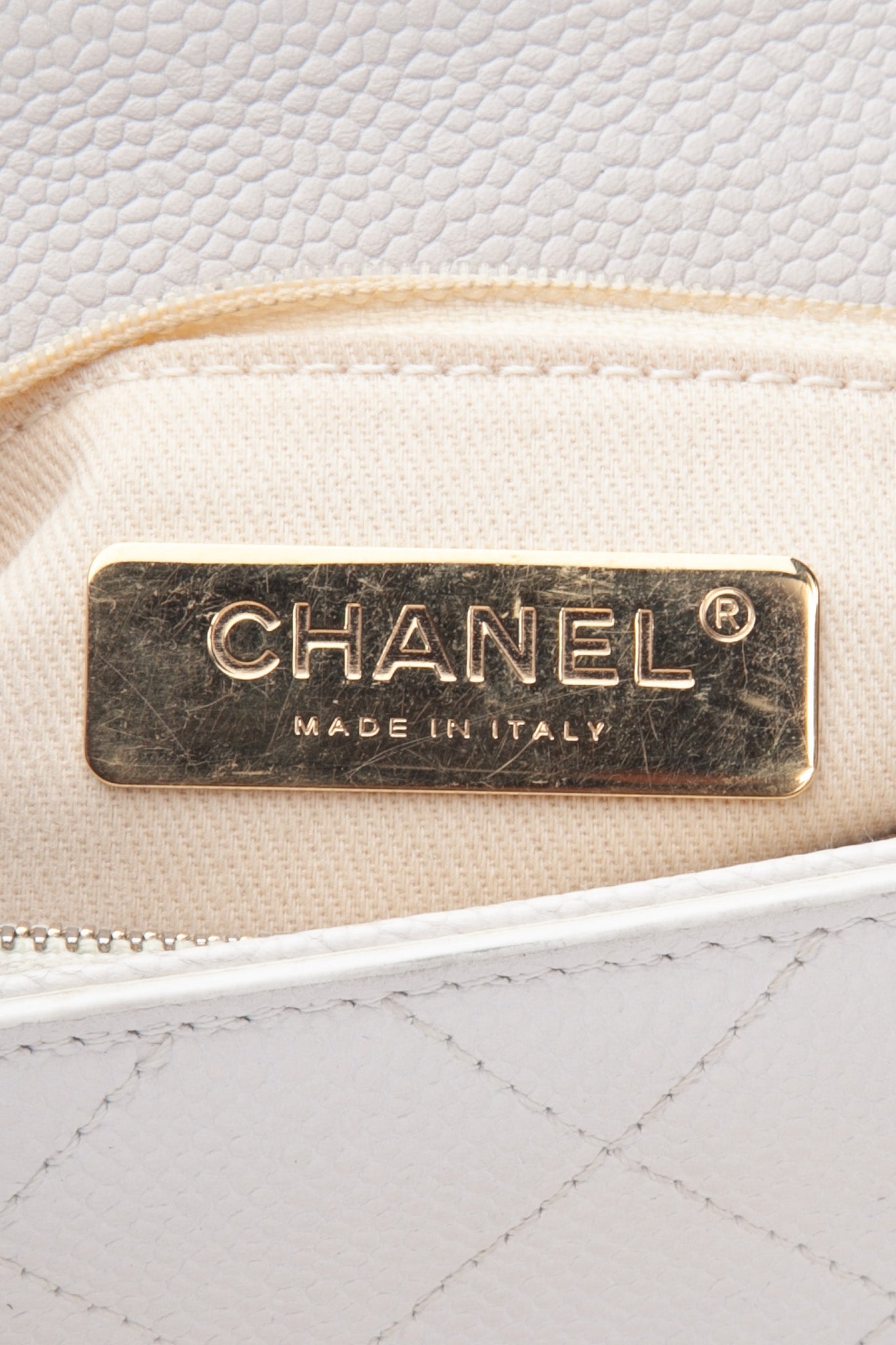 Chanel White Grained Calfskin Small Stitched Flap Crossbody Bag