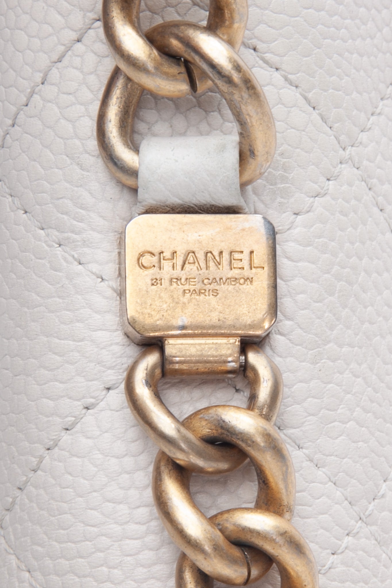 Chanel White Grained Calfskin Small Stitched Flap Crossbody Bag