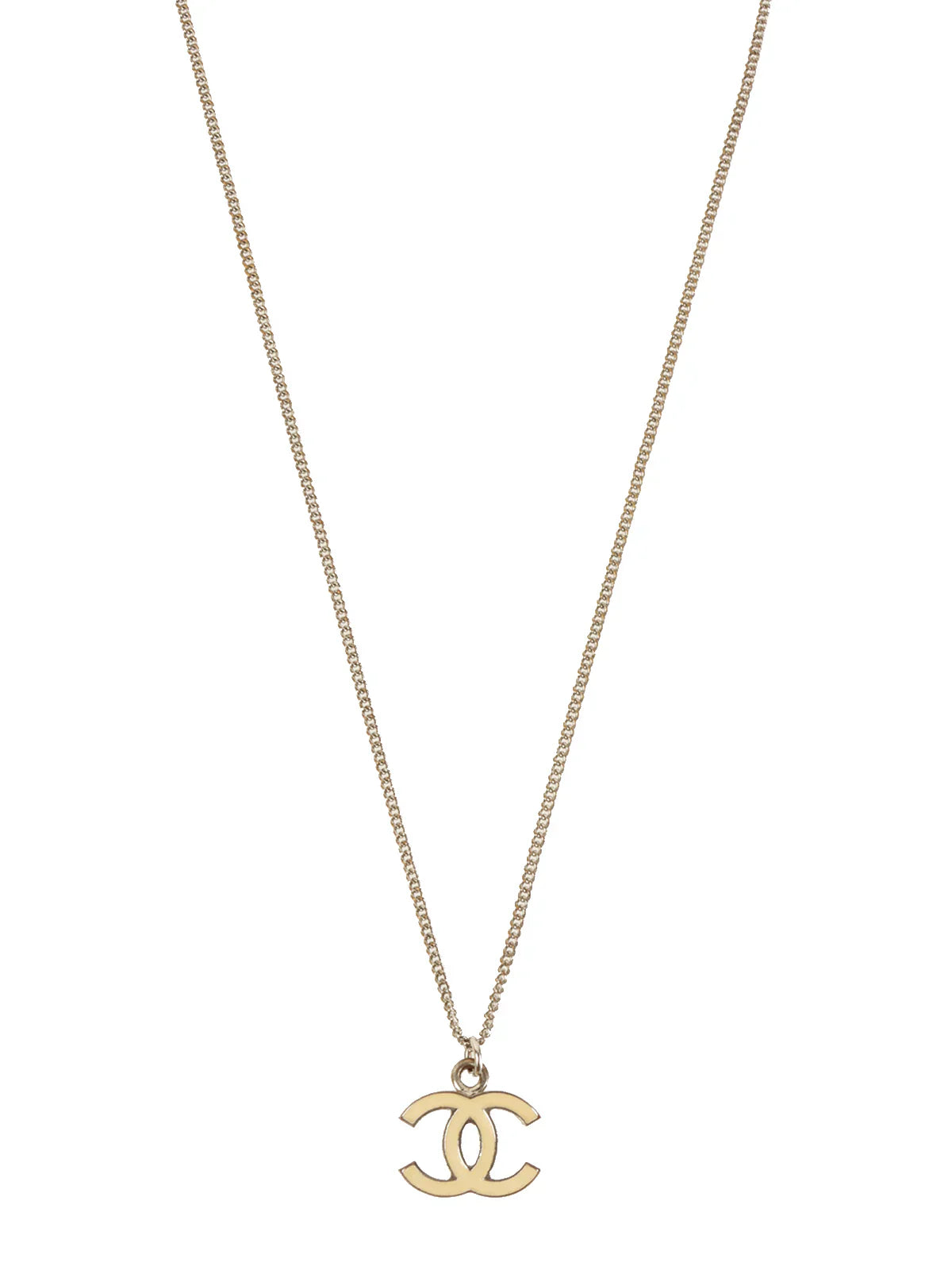 CHANEL 2006 Made Cc Mark Plate Necklaces Silver/Ivory