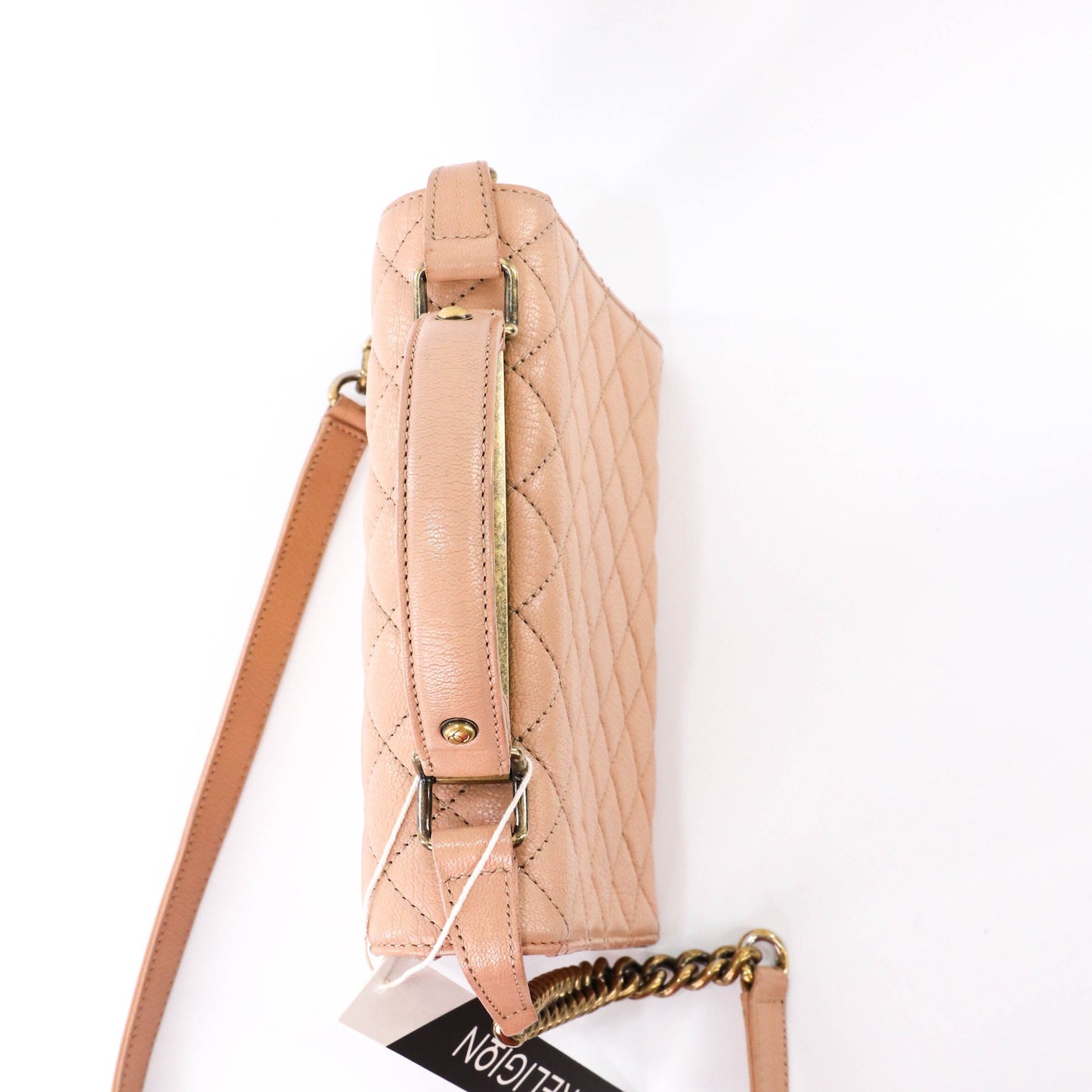 Rita Beige Top Handle Quilted Bag Crossbody