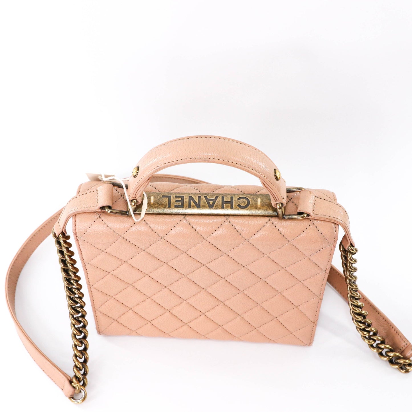 Rita Beige Top Handle Quilted Bag Crossbody