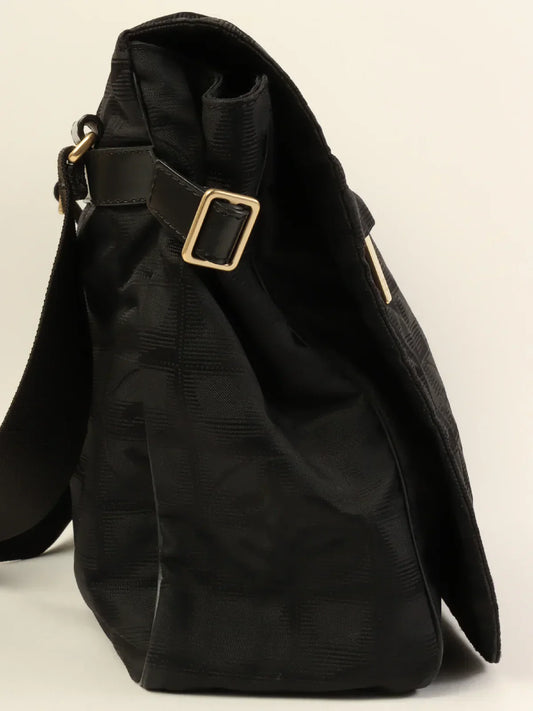 CHANEL Around 2005 Made New Travel Nylon Shoulder Bag Black