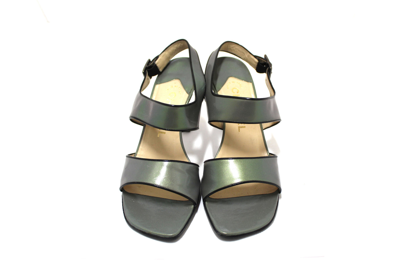 Chanel Black Leather Classic Cap Toe Heels Shoes with Chain Ankle Strap Size