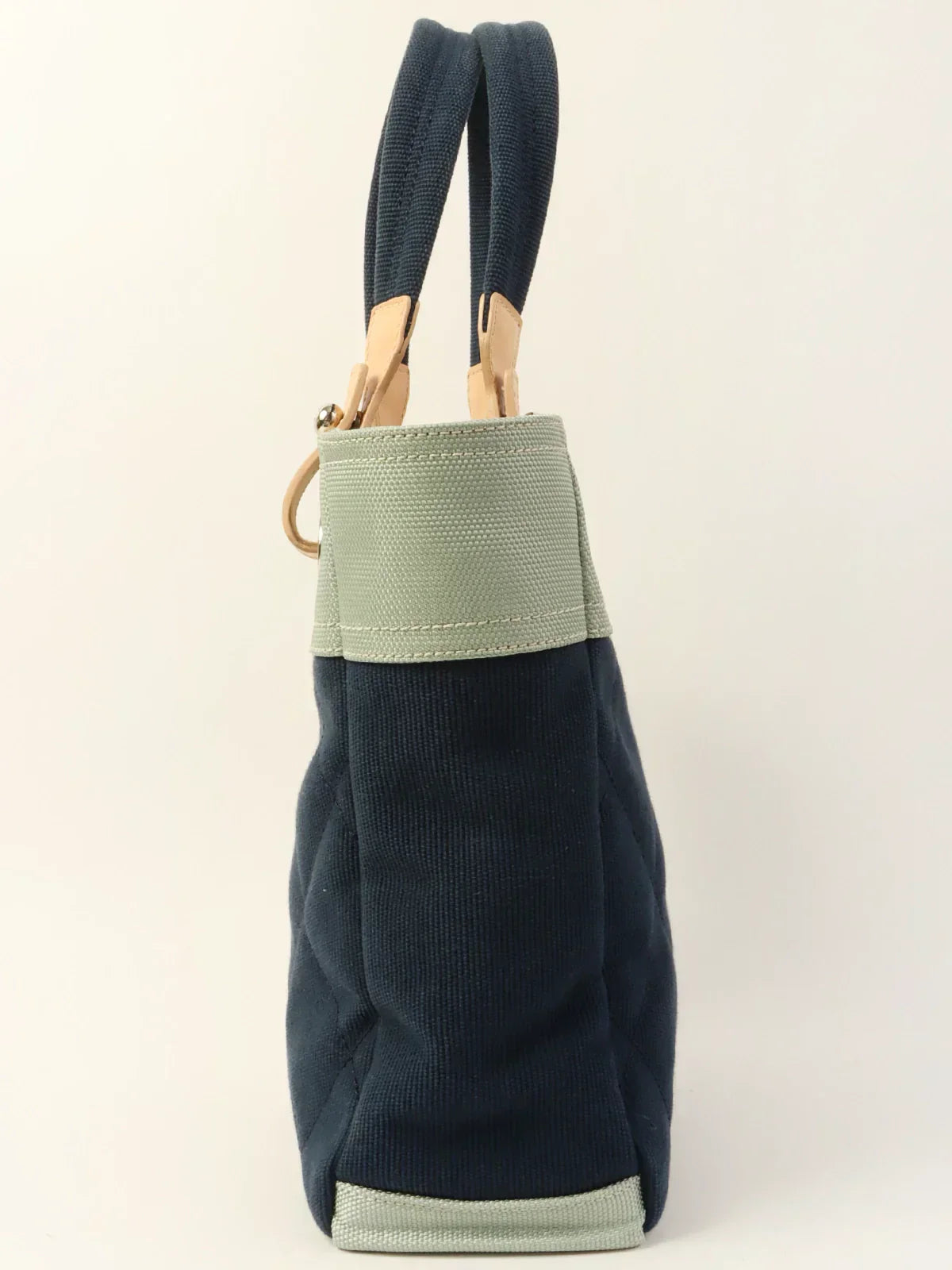 CHANEL Around 2009 Made Paris Biarritz Tote Bag Pm Navy/Sage Green/Beige