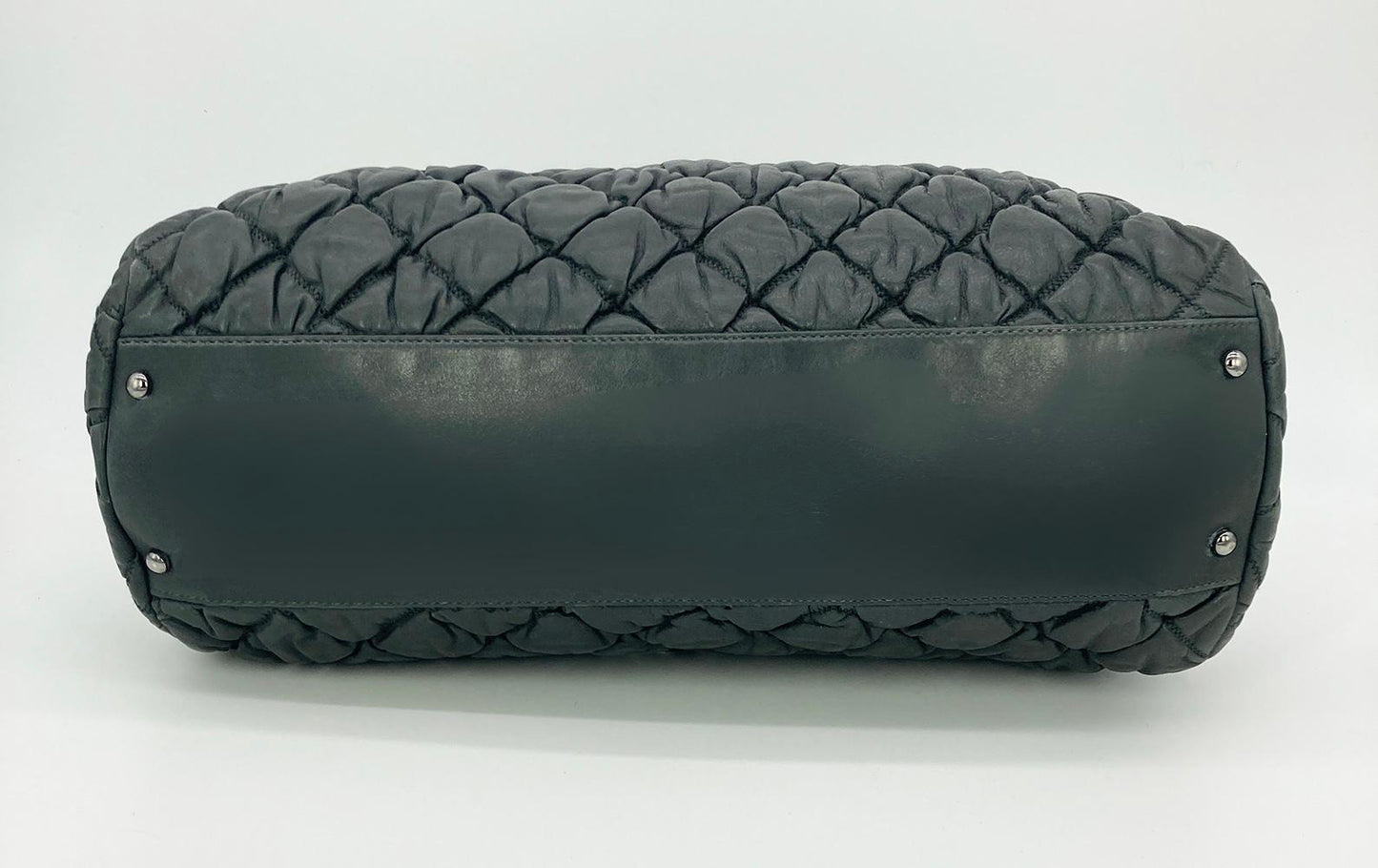 Top Quality Chanel Dark Gray Quilted Puffy Leather Shoulder Bag Tote