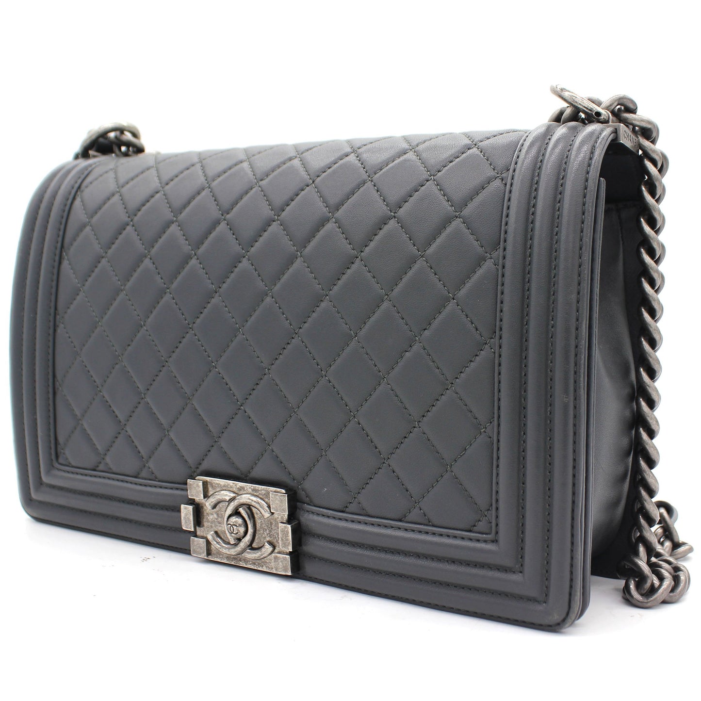 Chanel Calfskin Quilted New Medium Boy Flap Dark Grey