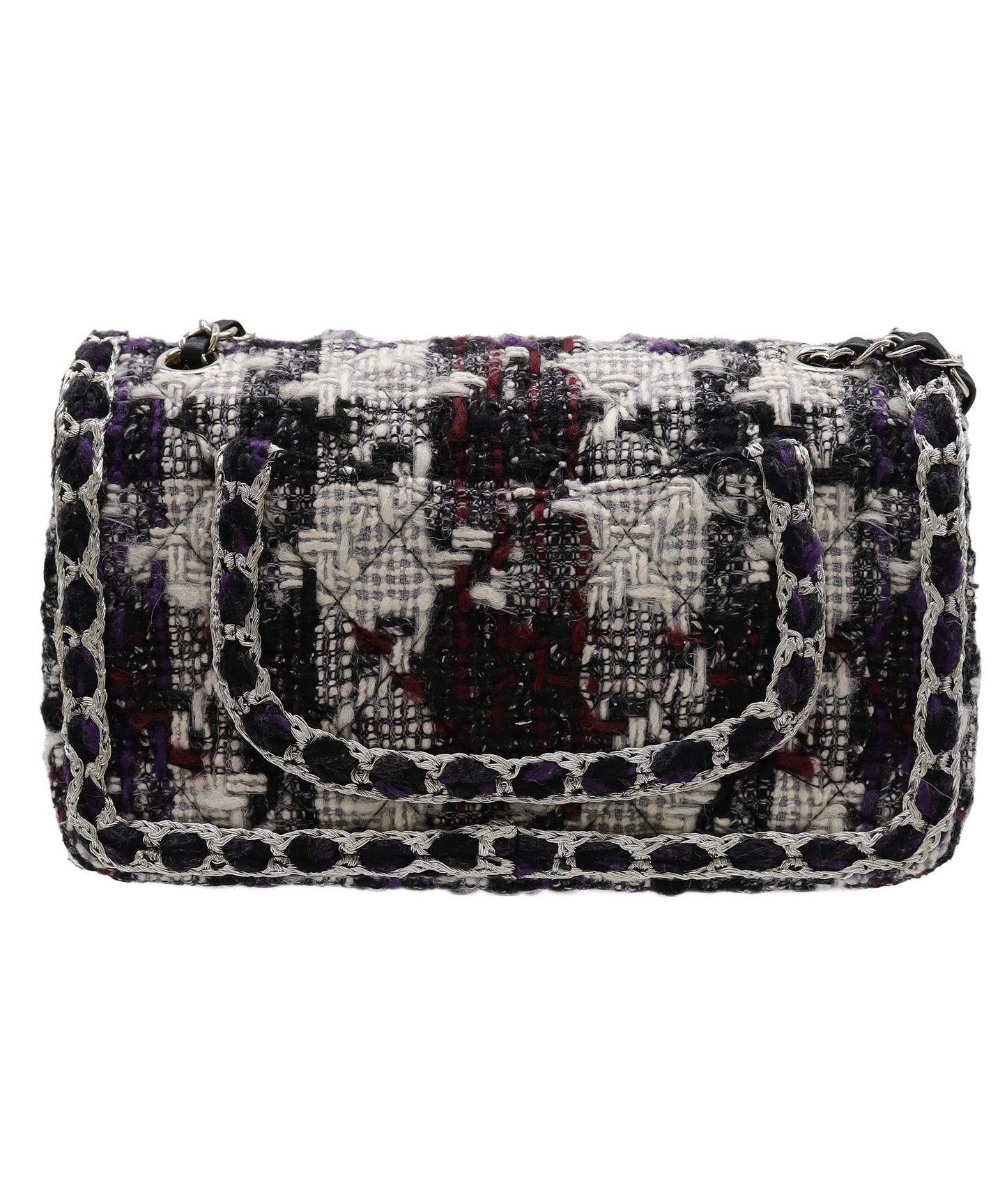 CHANEL CHAIN SHOULDER BAG TWEED LEATHER DXBS3477