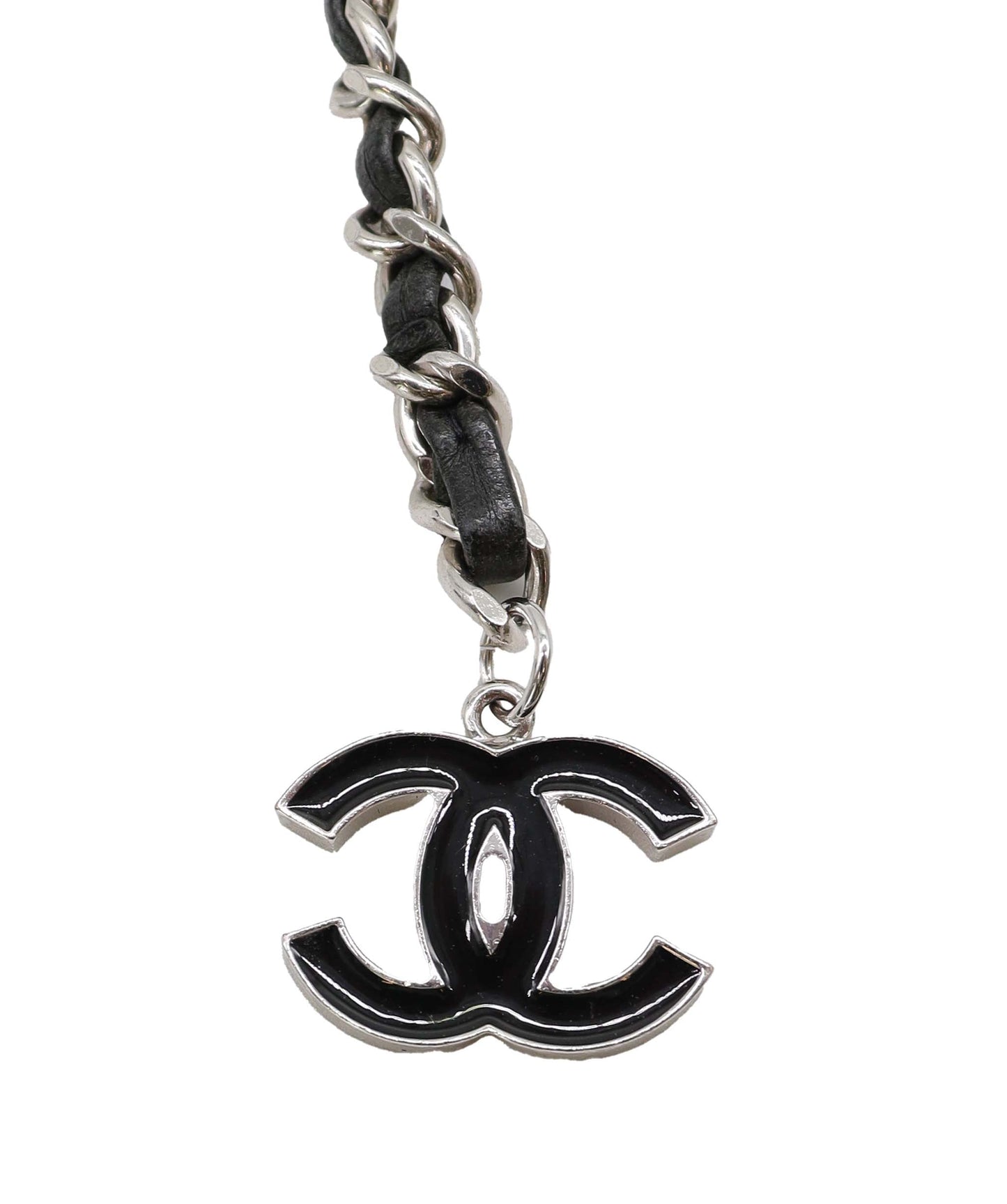Chanel Belt Black  Lambskin / Enamel CC Logo SHW #85 SKC2006