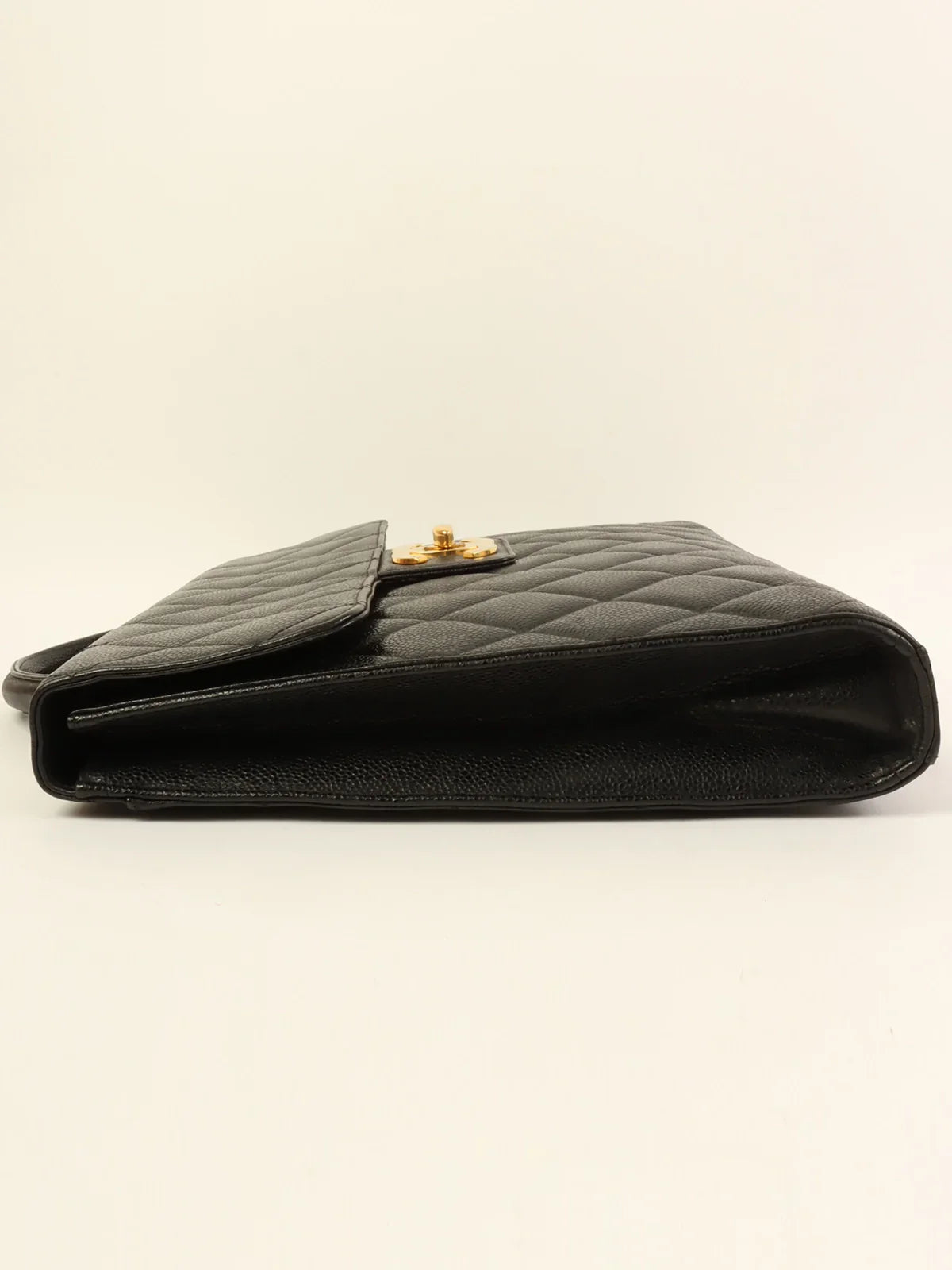 CHANEL Caviar Skin Turn-Lock Briefcase Black