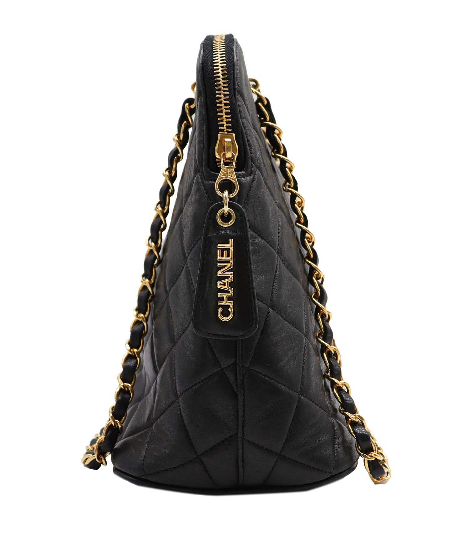 Chanel Vintage Alma Zip Tote Black Lambskin GHW #4 SKC1994