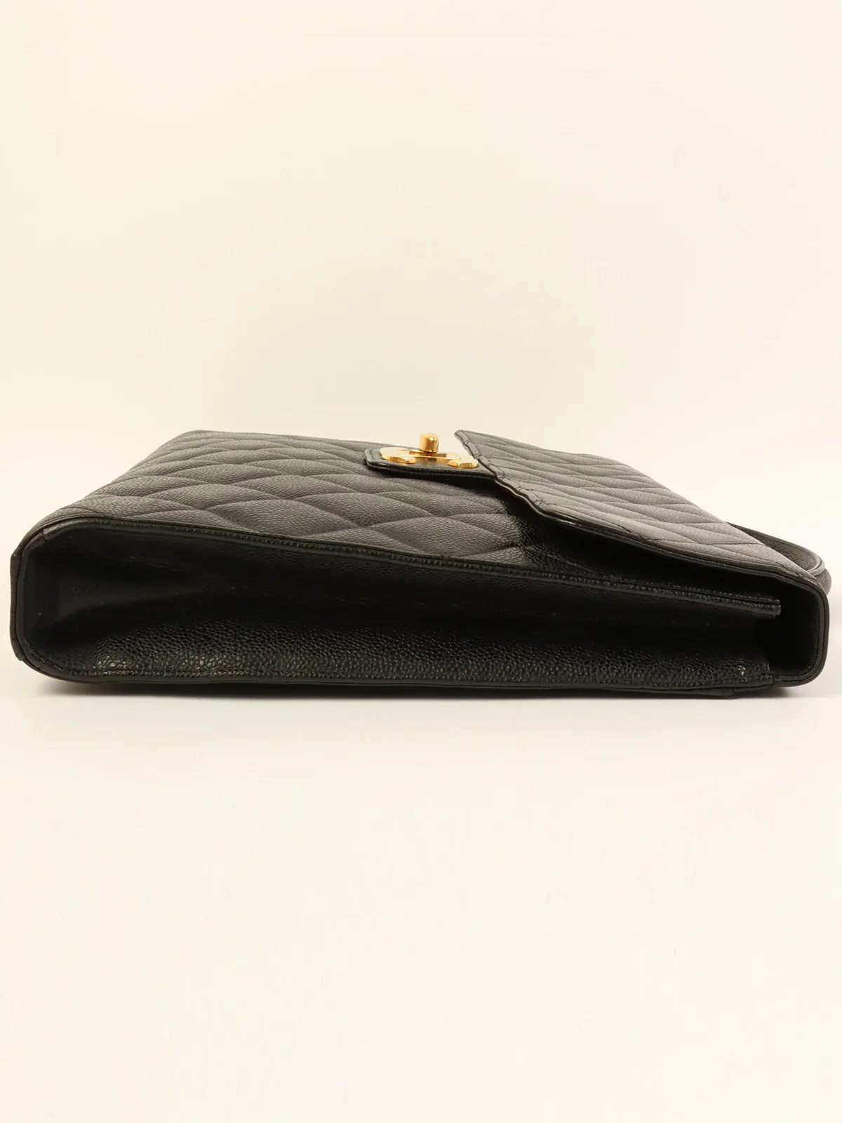 CHANEL Caviar Skin Turn-Lock Briefcase Black