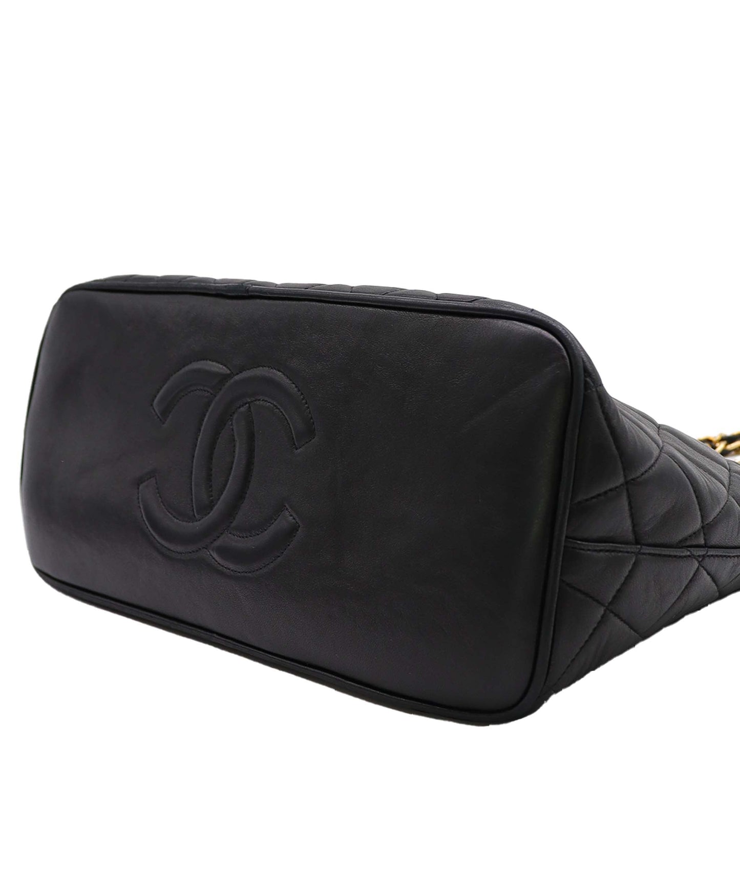 Chanel Vintage Alma Zip Tote Black Lambskin GHW #4 SKC1994
