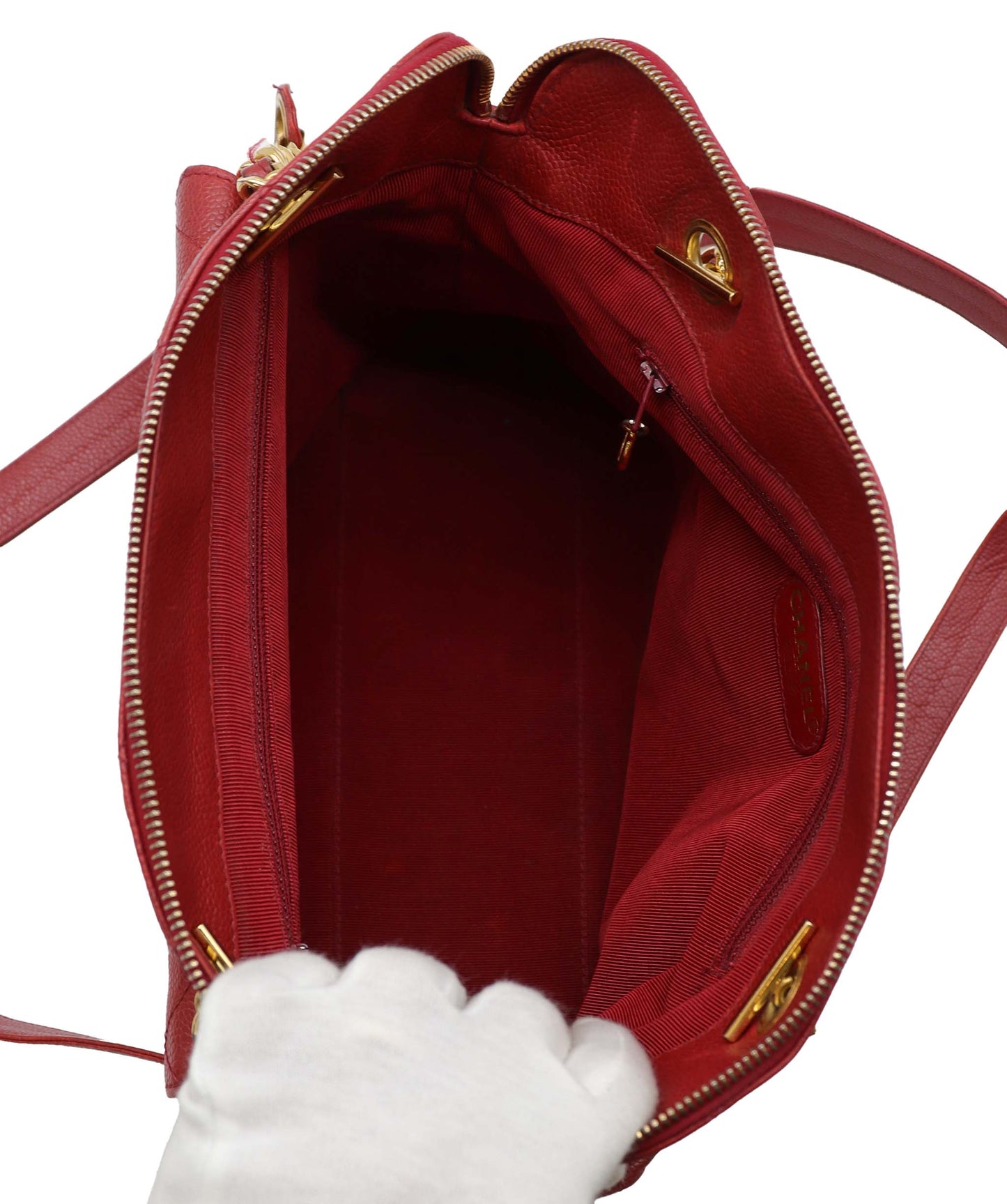 Chanel Vintage Envelope Turnlock Zip Tote Red Caviar GHW #4 SKC1995