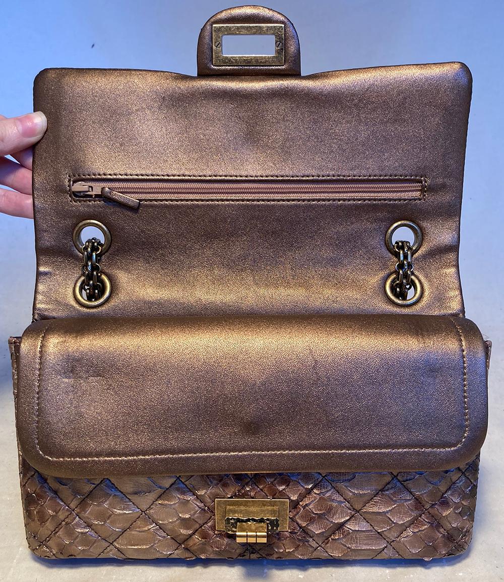 CHANEL RARE Metallic Copper Python 2.55 Double Flap Classic