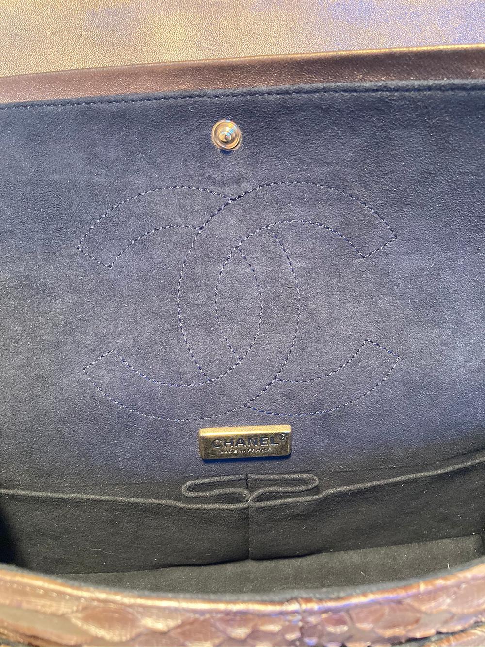 CHANEL RARE Metallic Copper Python 2.55 Double Flap Classic