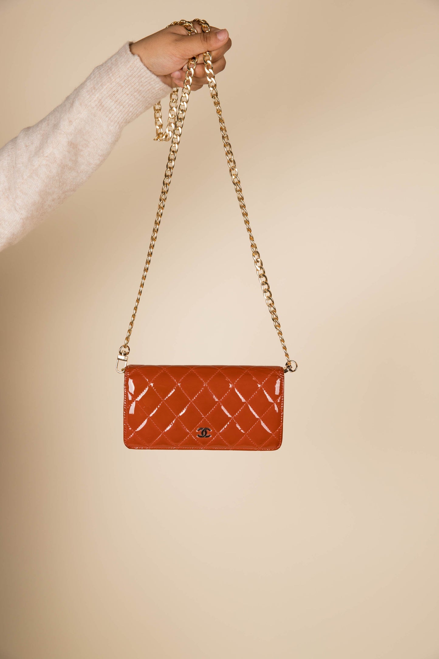 Louis Vuitton Chanel Burnt Orange Vintage Wallet with Chain