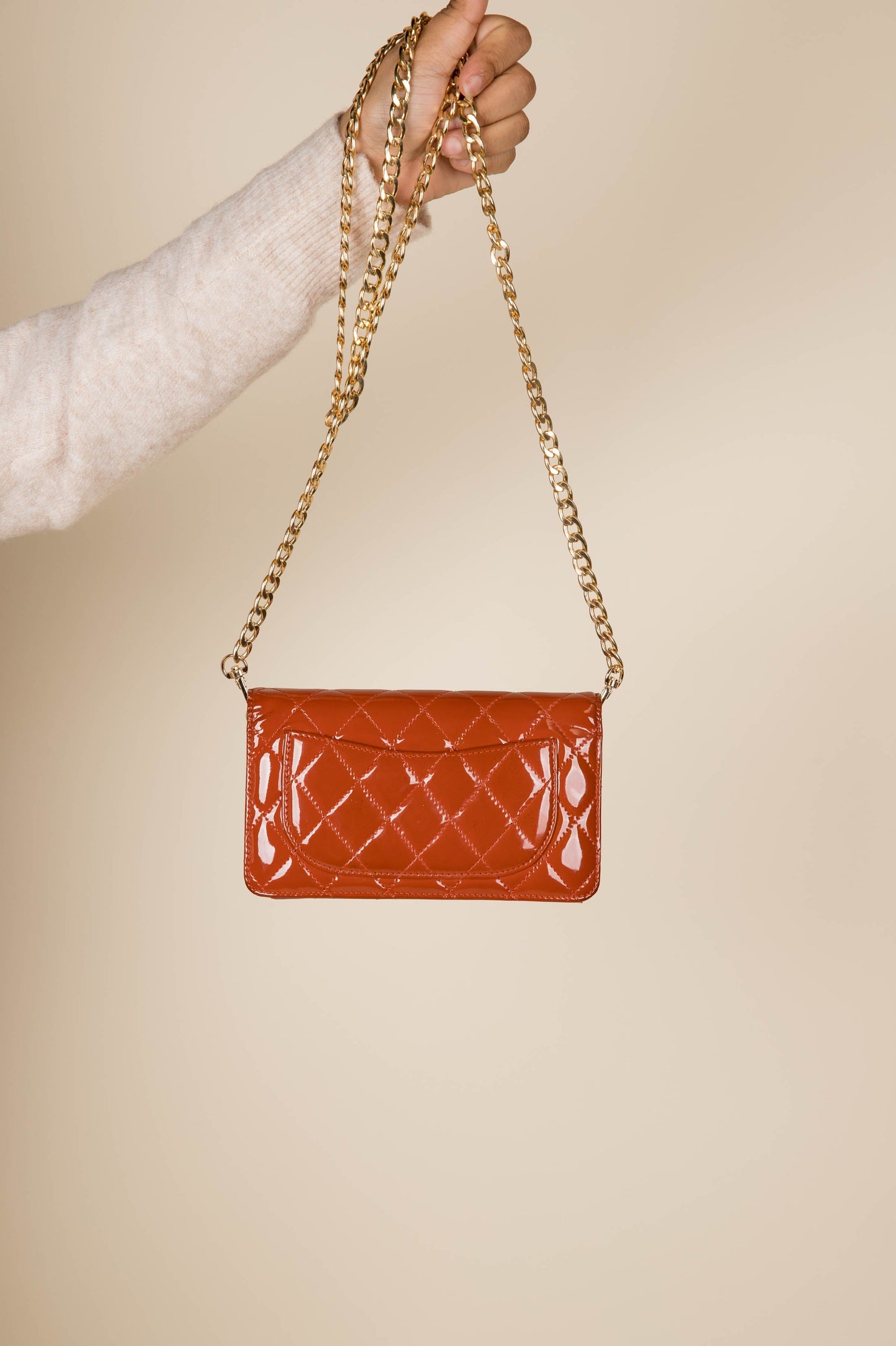 Louis Vuitton Chanel Burnt Orange Vintage Wallet with Chain