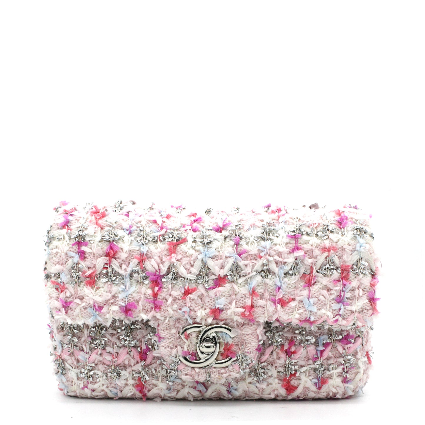Chanel Classic Single Mini Flap Bag Quilted Tweed and Ribbon