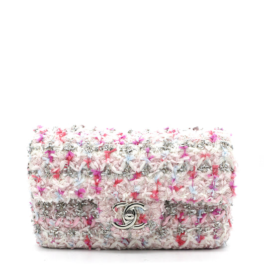 Chanel Classic Single Mini Flap Bag Quilted Tweed and Ribbon