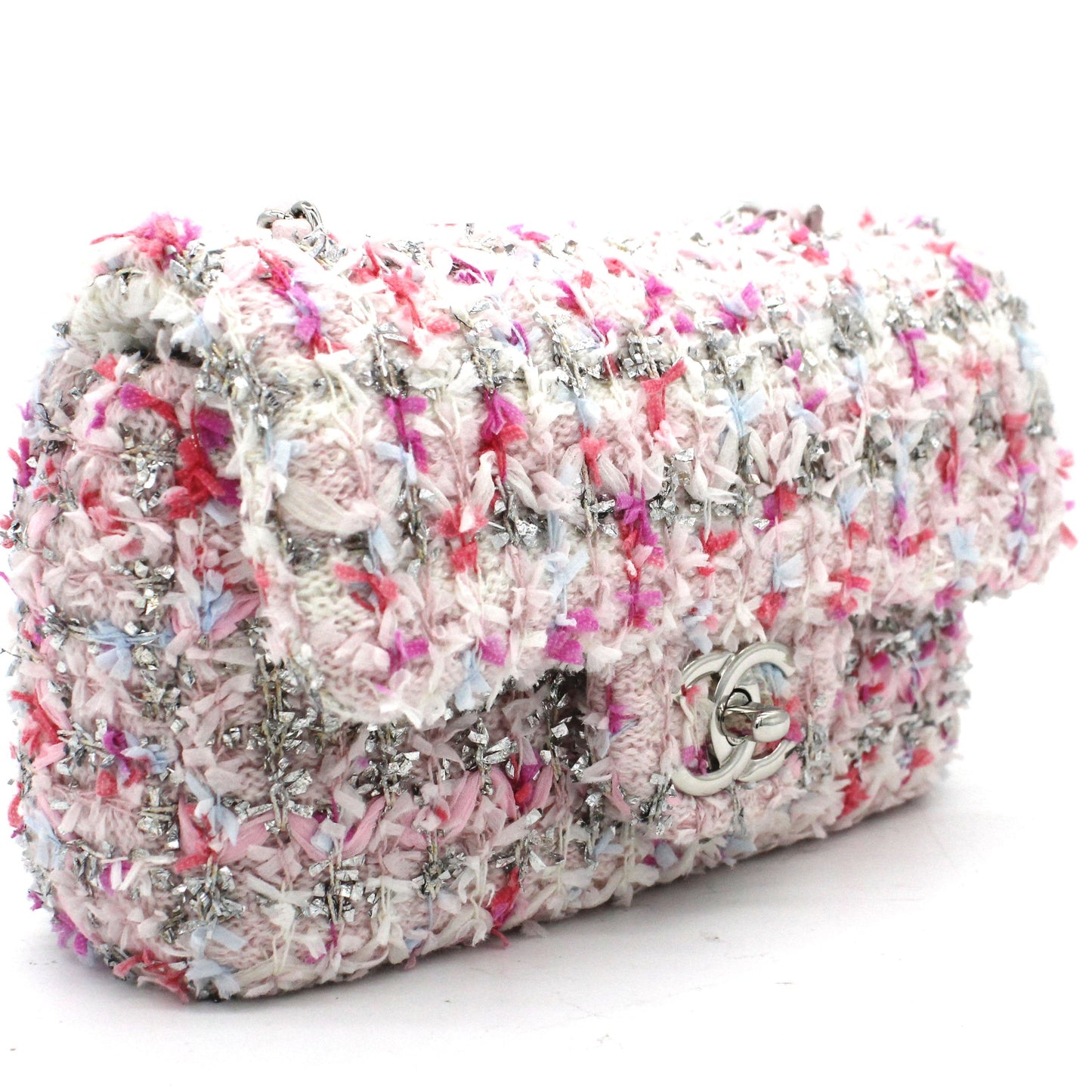 Chanel Classic Single Mini Flap Bag Quilted Tweed and Ribbon