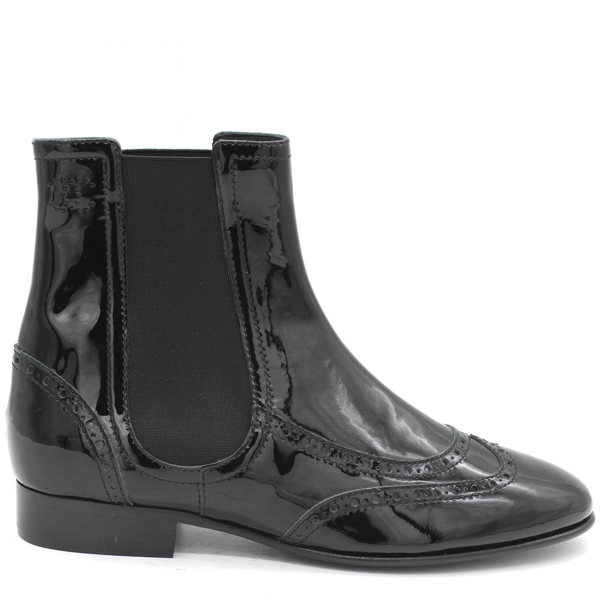 Chanel Patent Leather Elastic Short Boots Black 39.5