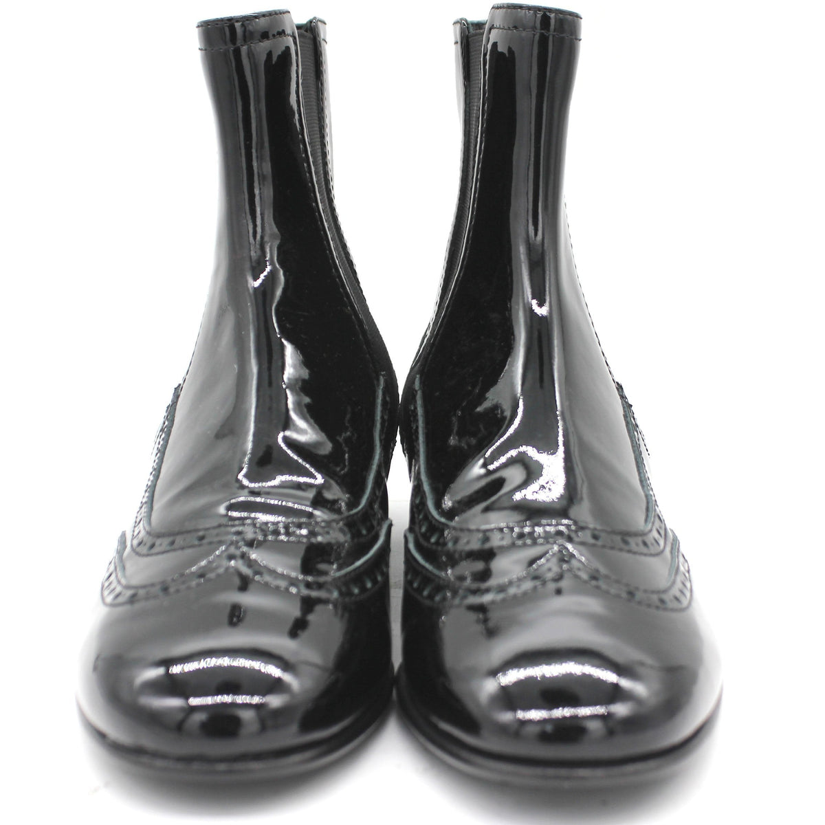 Chanel Patent Leather Elastic Short Boots Black 39.5