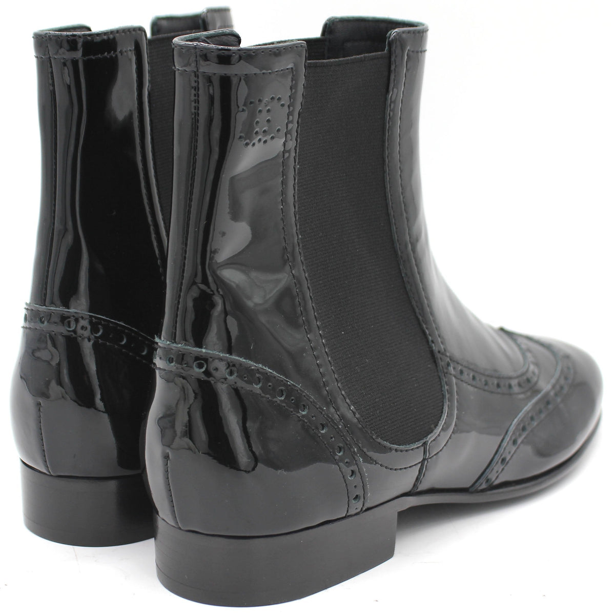 Chanel Patent Leather Elastic Short Boots Black 39.5