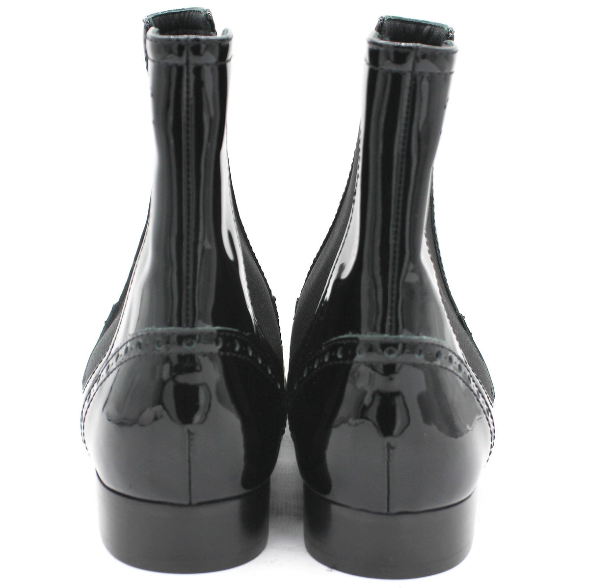 Chanel Patent Leather Elastic Short Boots Black 39.5