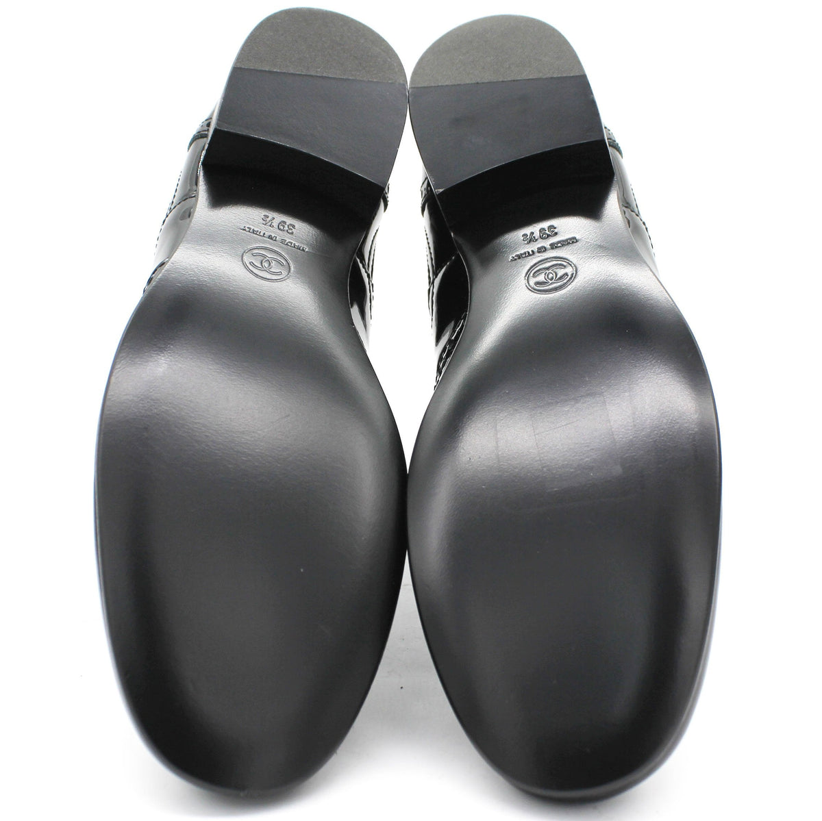 Chanel Patent Leather Elastic Short Boots Black 39.5