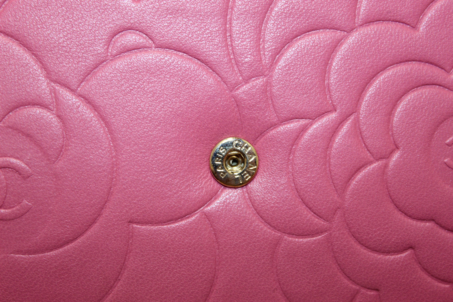 Chanel Pink Camellia Lambskin Leather Wallet On Chain/Clutch Bag