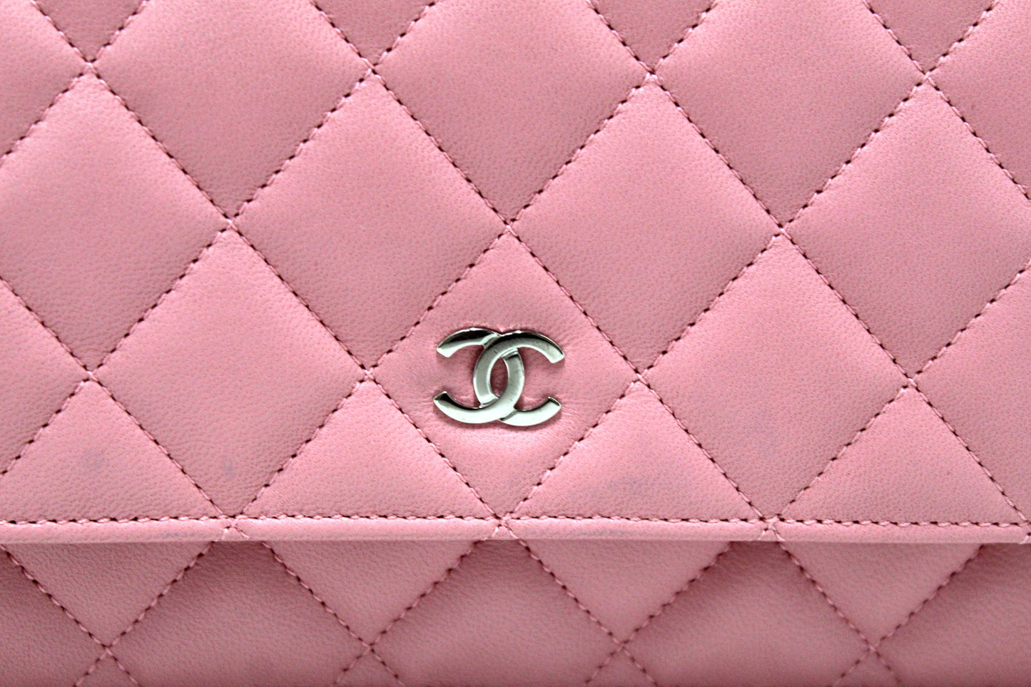 Chanel Pink Quilted Lambskin Leather Wallet On Chain WOC Messenger Bag