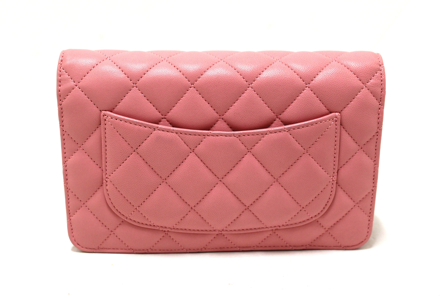 Chanel Pink Quilted Lambskin Leather Wallet On Chain WOC Messenger Bag