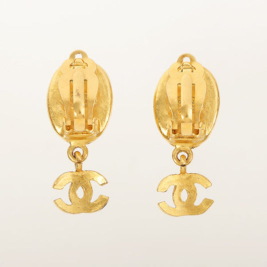 Chanel 1995 Made Oval Shell Cc Mark Earrings