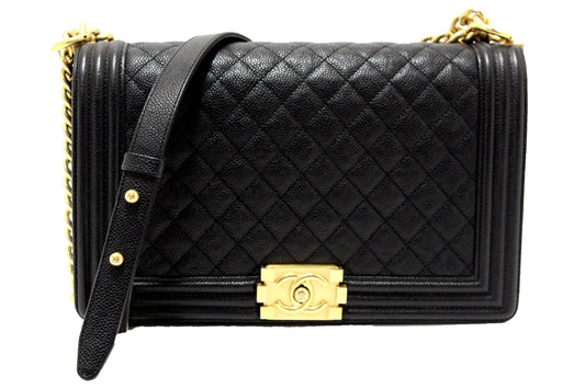 chanel black quilted caviar leather new medium boy shoulder bag | Shop Now at Italystation.com