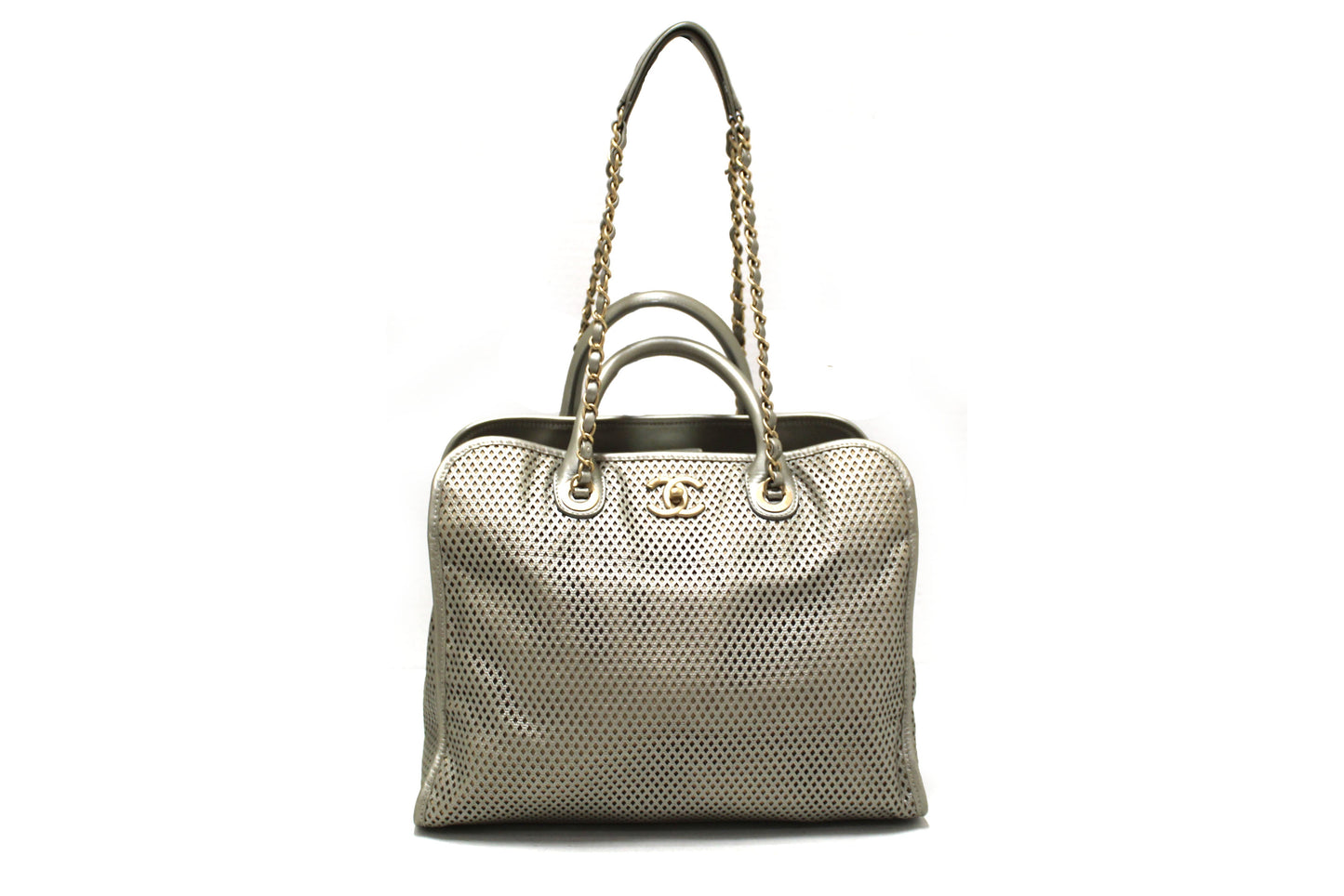 Chanel Grey Perforated Leather Up In The Air Convertible Tote